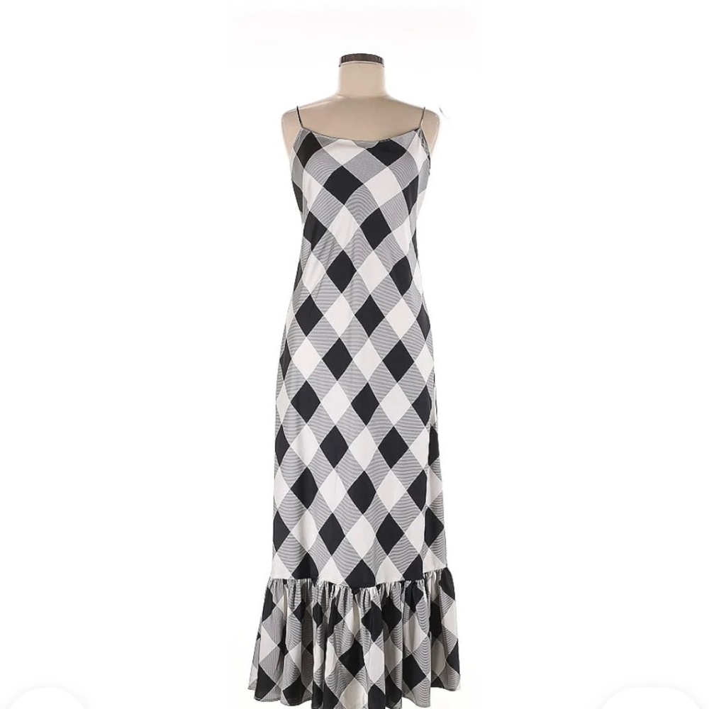 J. Crew Maxi Gingham black and white dress SZ 6